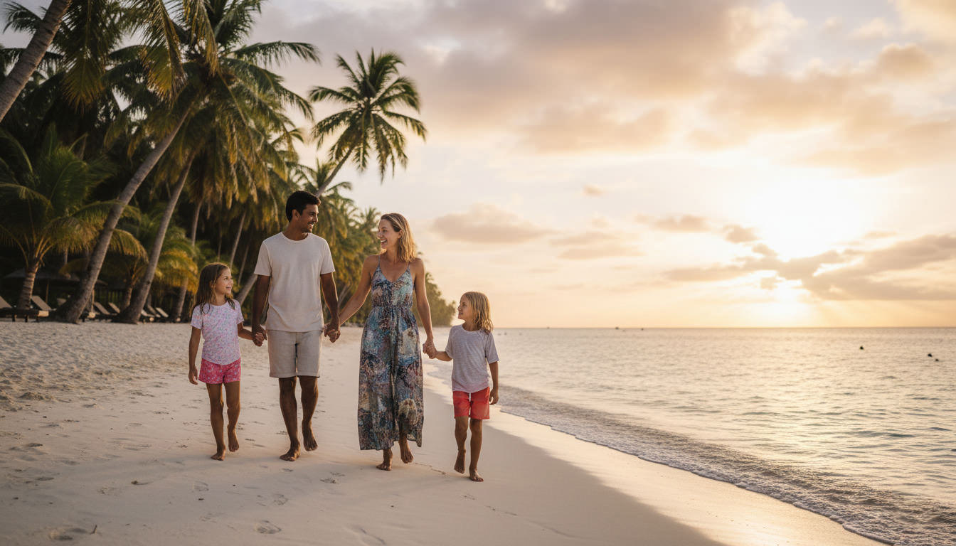 Famille expatriée profitant de la vie à l'Île Maurice
